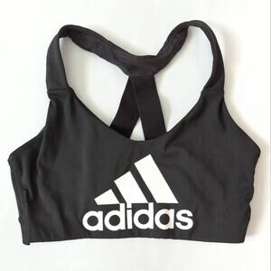 adidas Womens Racerback Sports‎ Bra Logo Spellout Small Black White Graphic
